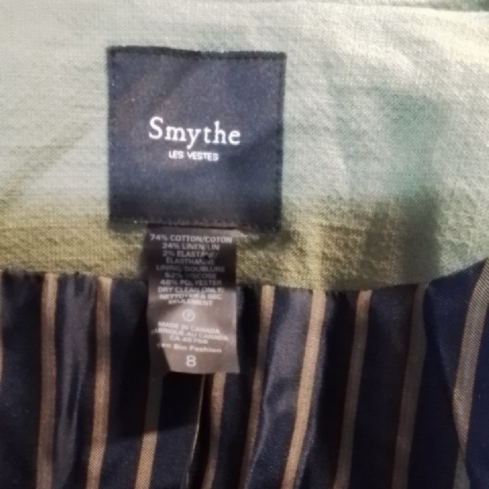 *copy* Princess Kate loves Smythe! Green, lined, linen/cotton blazer, size 8. - Picture 9 of 10